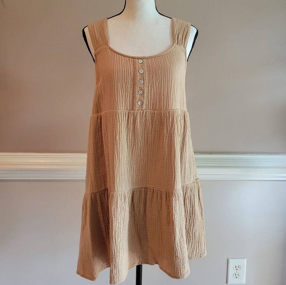 Sleeveless Tan Mini Dress